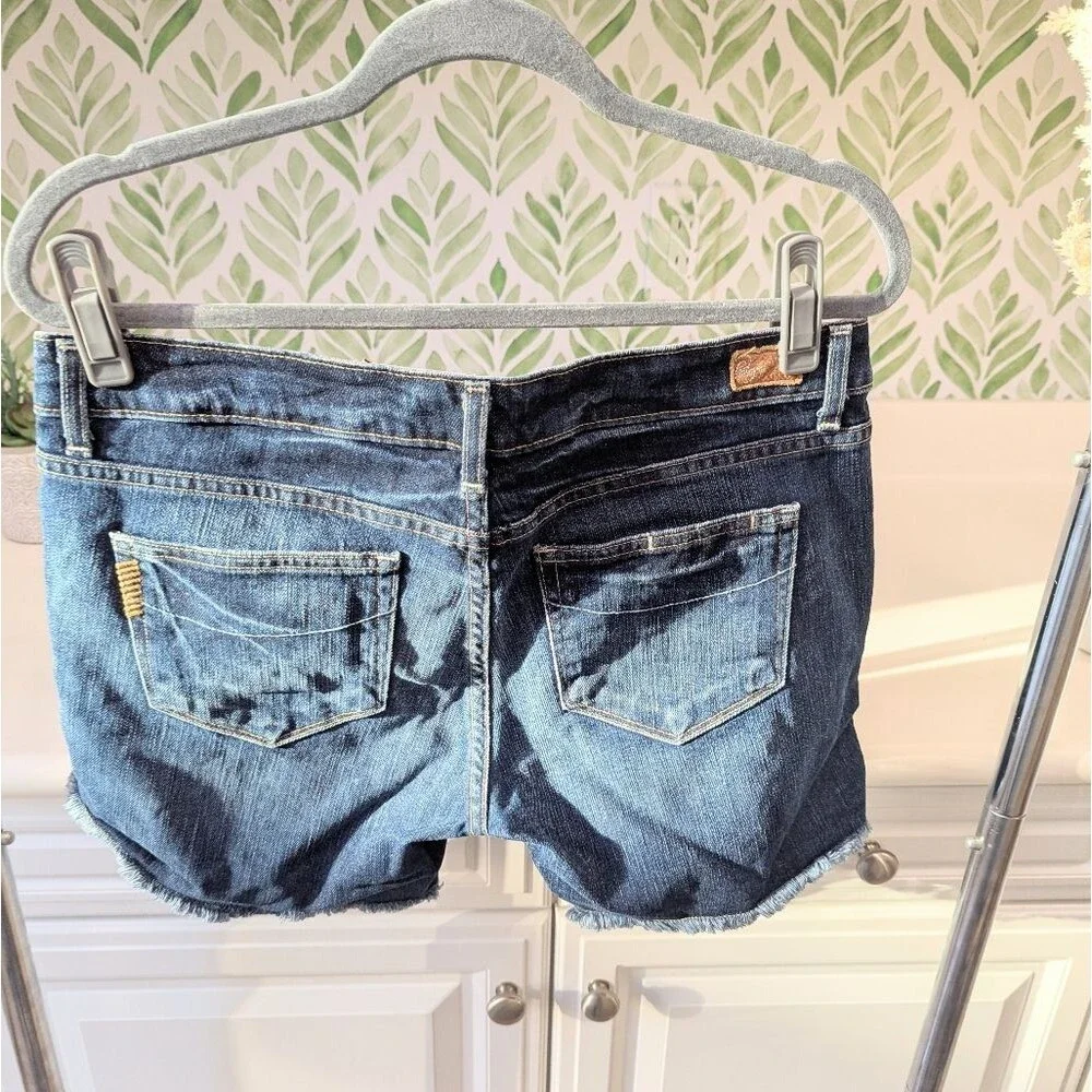 Paige Denim Cut Off Jean Shorts 28 Denim Y2K Coastal Anericana Summer Beachy